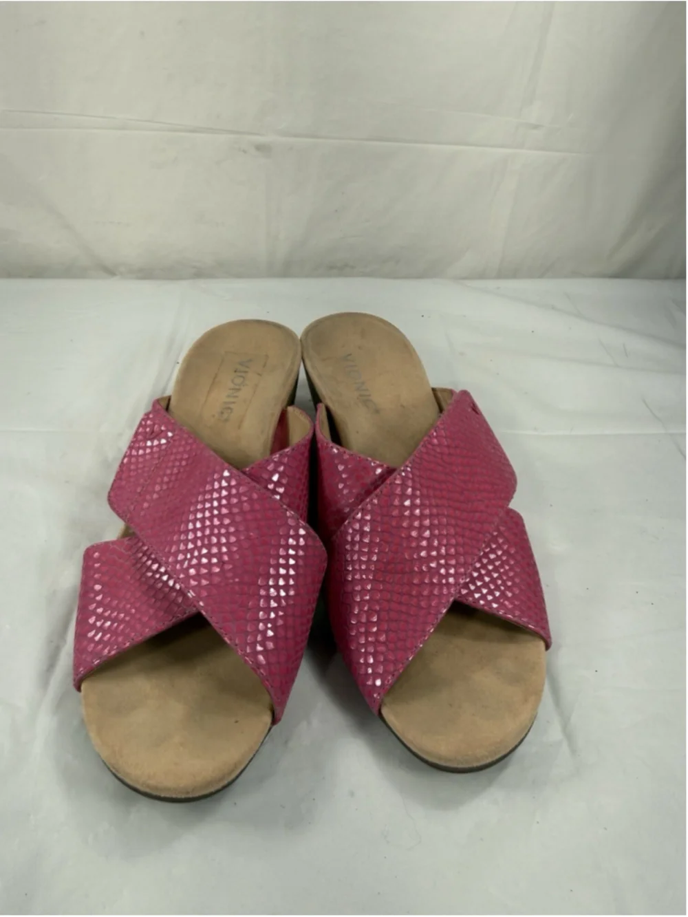 Vionic Leticia Women Hot Pink Lizard Print Strap Sandals Size 7.5